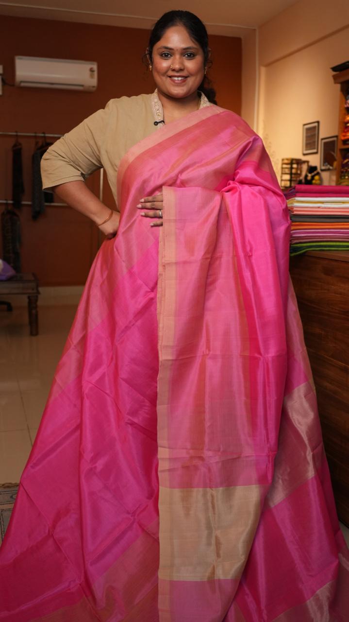 Mangalagiri Plain Silk Cotton Sarees -15-08-01-07 (ROSE BLUSH)