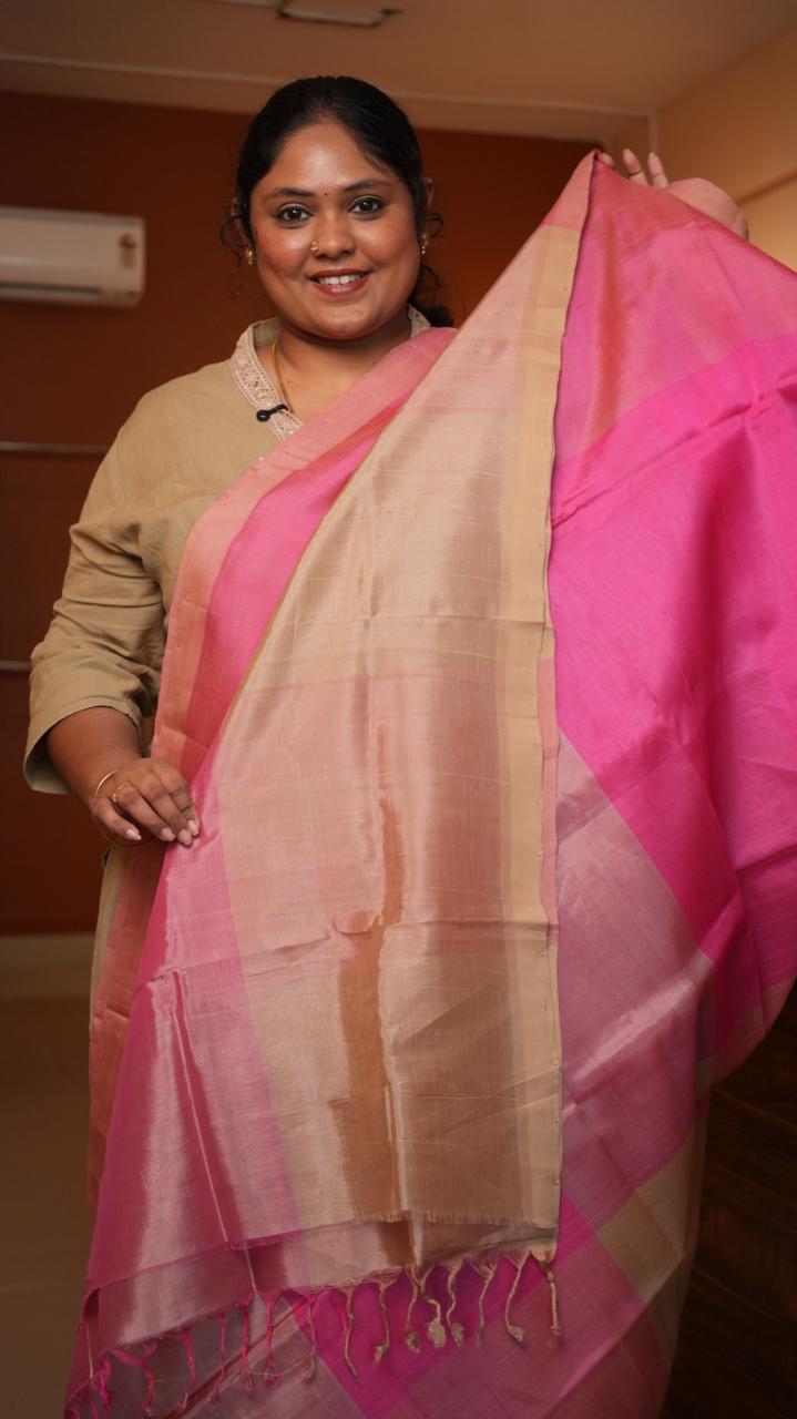 Mangalagiri Plain Silk Cotton Sarees -15-08-01-07 (ROSE BLUSH)