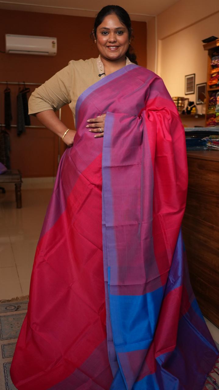 Mangalagiri Plain Silk Cotton Sarees -15-08-01-14 (BERRY PLUM)