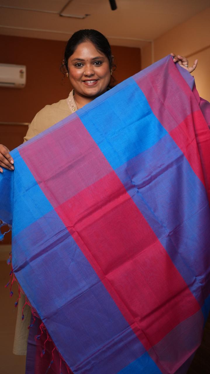 Mangalagiri Plain Silk Cotton Sarees -15-08-01-14 (BERRY PLUM)