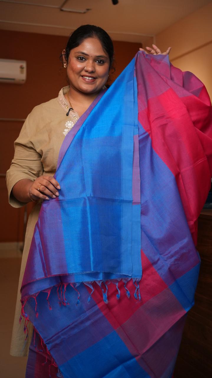 Mangalagiri Plain Silk Cotton Sarees -15-08-01-14 (BERRY PLUM)