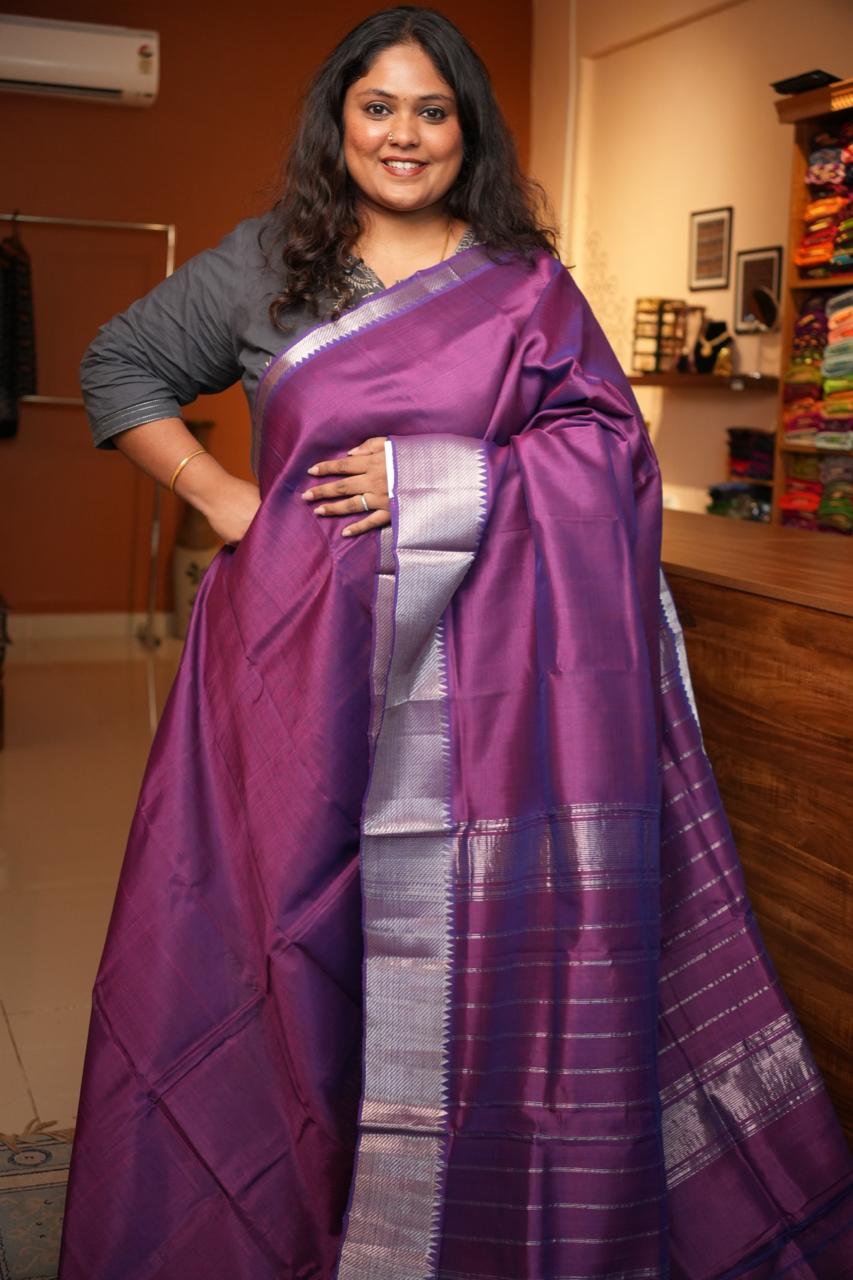 Mangalagiri Silk Cotton Saree -15-08-02-12 (MULBERRY INK)