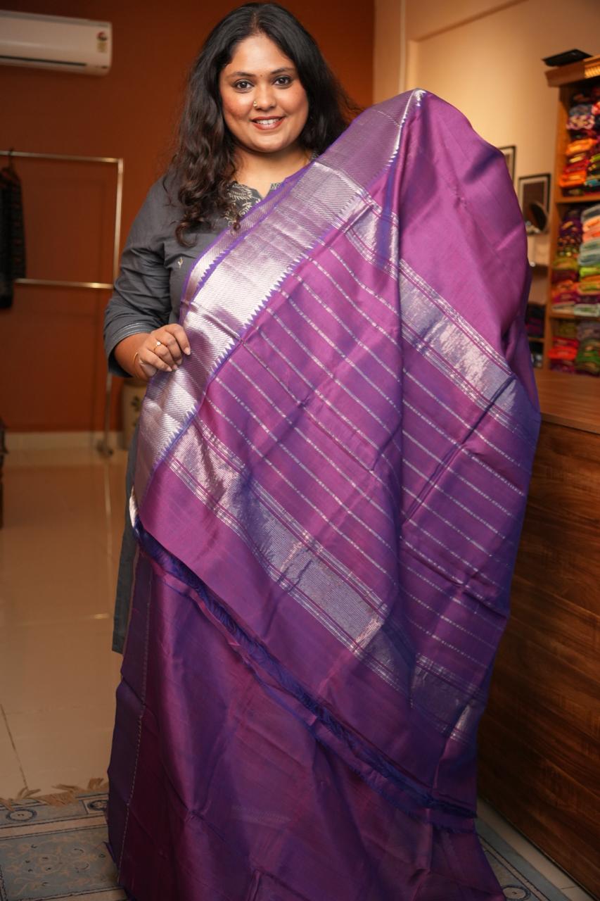Mangalagiri Silk Cotton Saree -15-08-02-12 (MULBERRY INK)