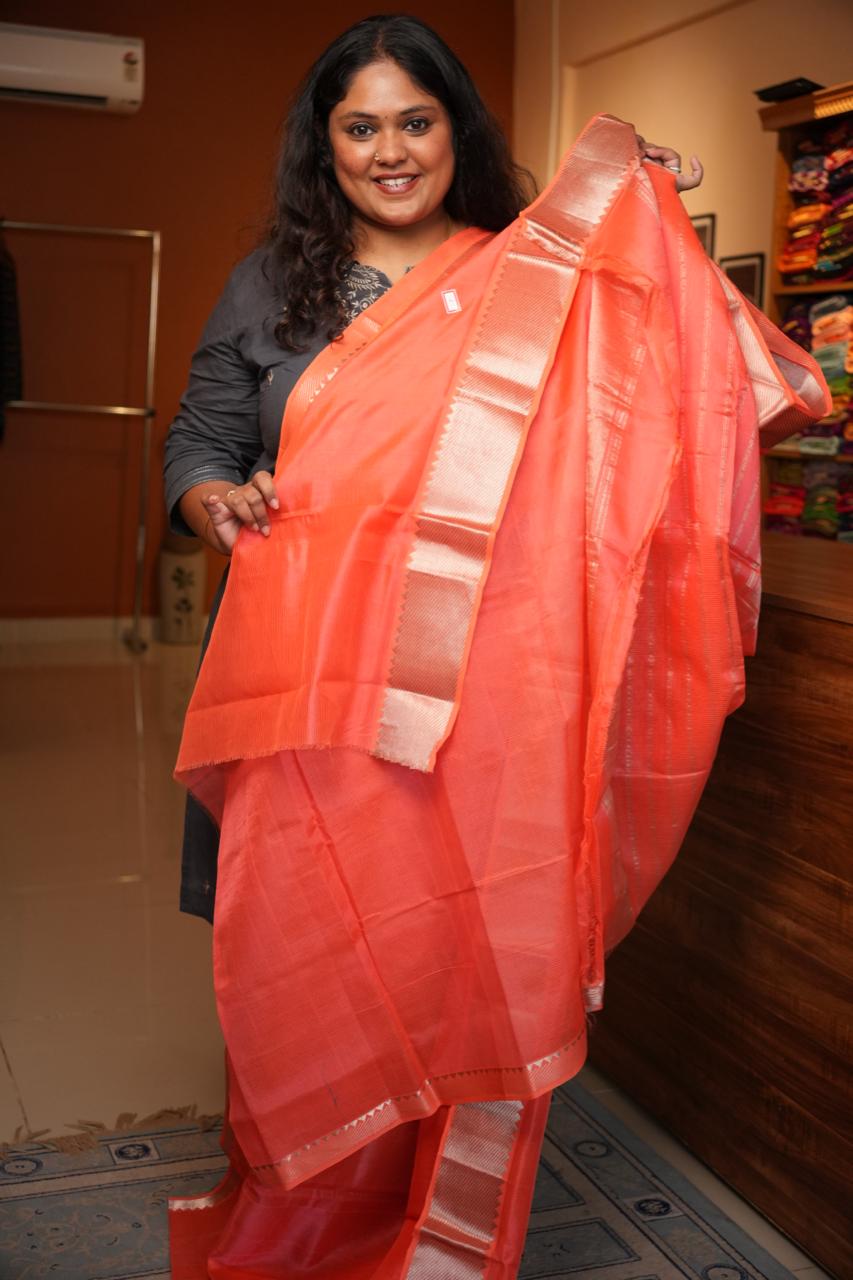 Mangalagiri Silk Cotton Saree -15-08-02-16 (PAPAYA FLAME)