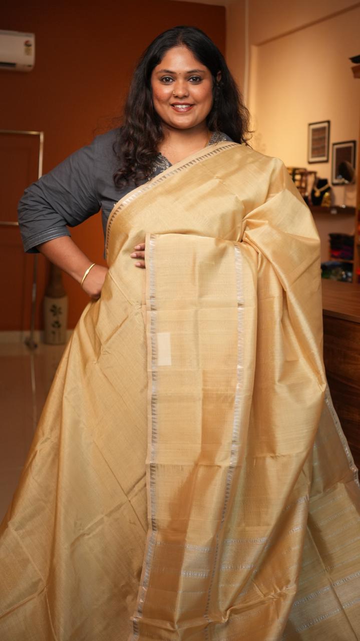 Mangalagiri Silk Cotton Saree -15-08-04-08 (VANILLA GOLD)