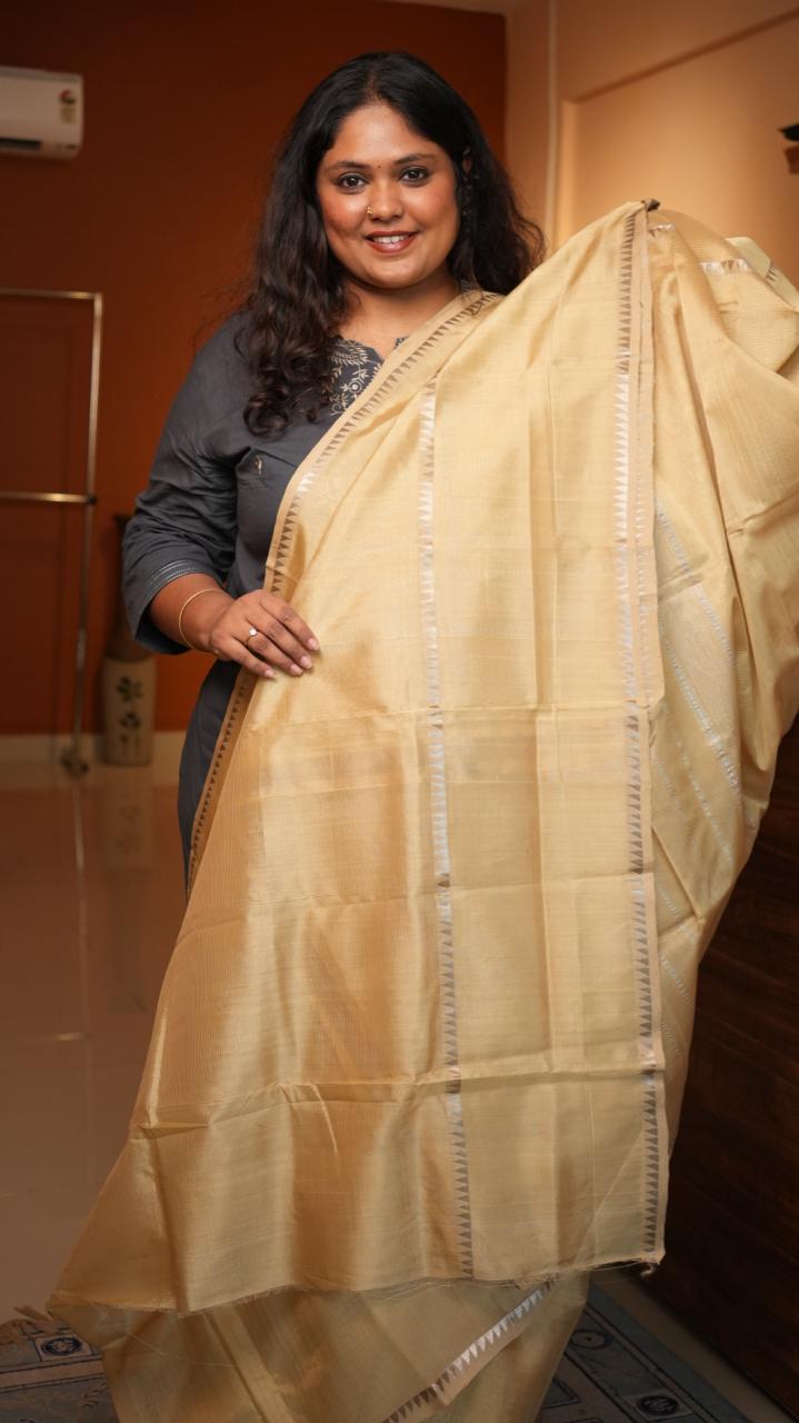 Mangalagiri Silk Cotton Saree -15-08-04-08 (VANILLA GOLD)