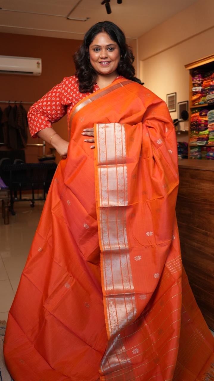 Mangalagiri Kanchi border with Bhutta Saree -15-08-05-04 (MARMALADE)