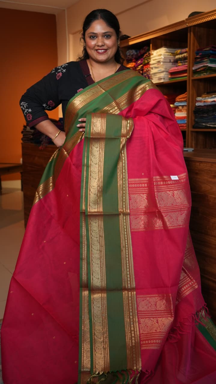 Kanchivaram Pure Silk Cotton Saree -01-08-07-03(RUBELLITE)