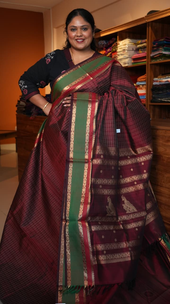 Kanchivaram Pure Silk Cotton Saree -01-08-10-04(GARNET)