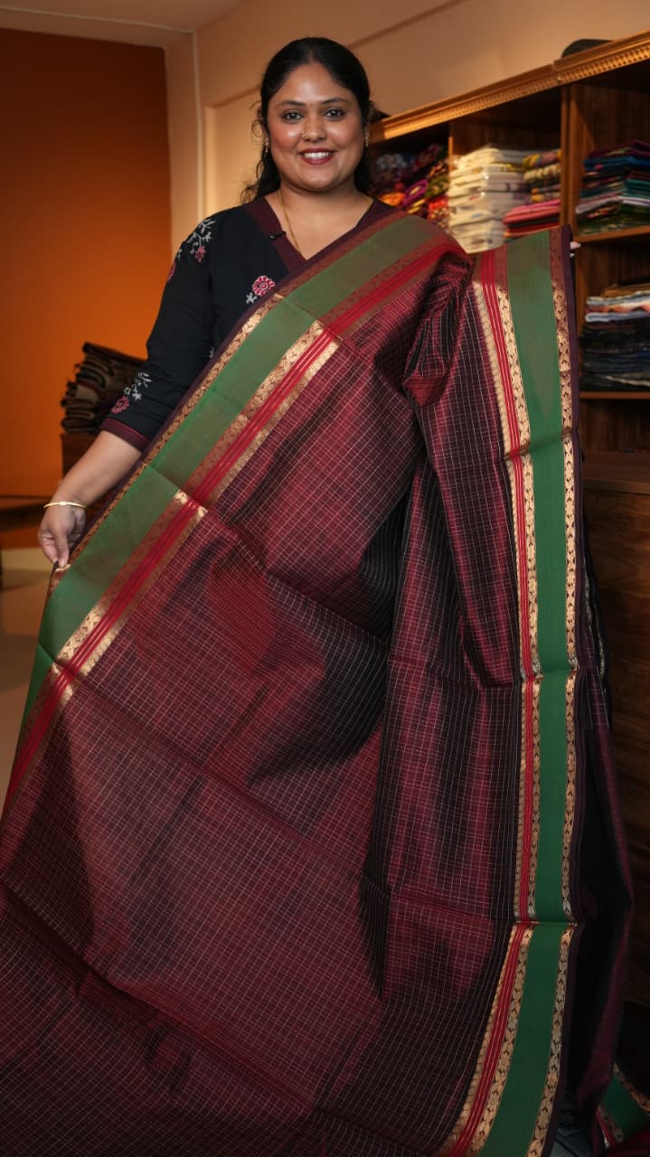 Kanchivaram Pure Silk Cotton Saree -01-08-10-04(GARNET)