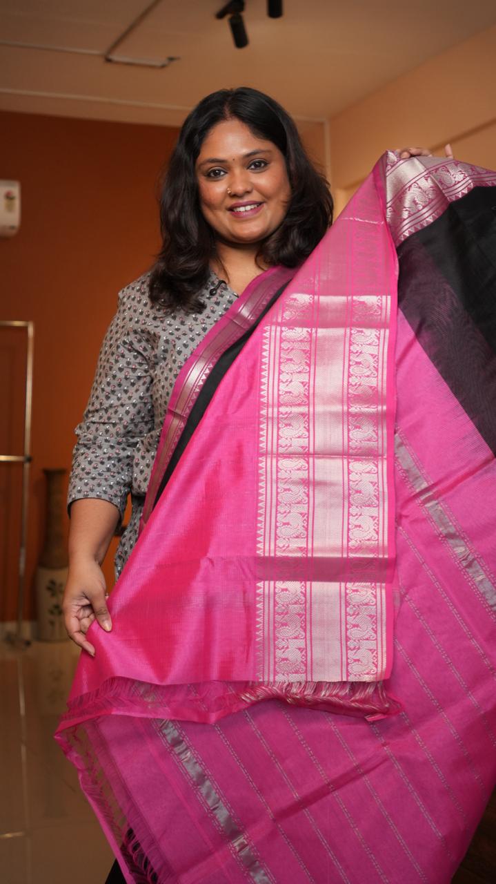 Mangalagiri Big Kanchi Border Saree -15-08-06-08 (OBSIDIAN ROUGE)