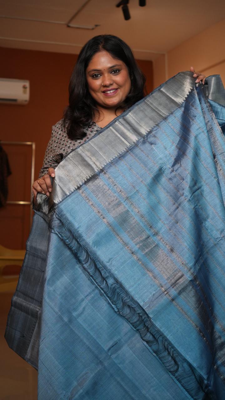 Mangalagiri Big Border Saree -15-08-02-03 (AZZURRO)