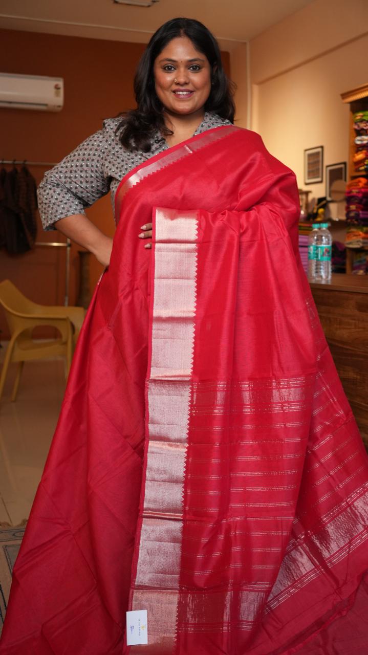 Mangalagiri Big Border Saree -15-08-02-07 (ROSSO)