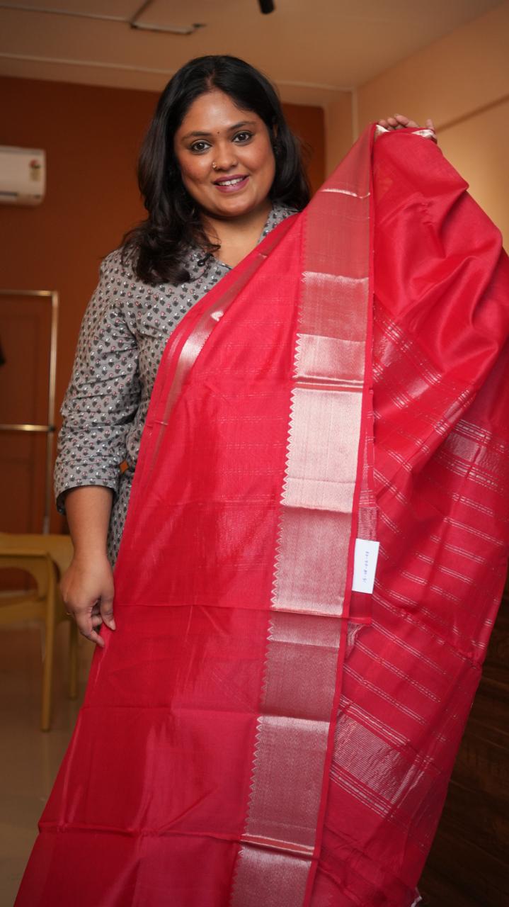 Mangalagiri Big Border Saree -15-08-02-07 (ROSSO)