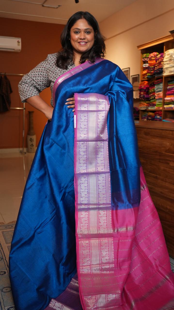 Mangalagiri Big Kanchi Border Saree -15-08-06-06 (MOONLIT)