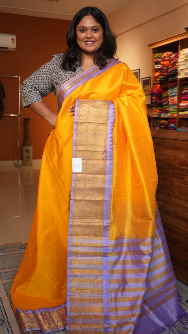 Mangalagiri Big Kanchi Border Saree -15-08-06-02 (CLEMENTINE)