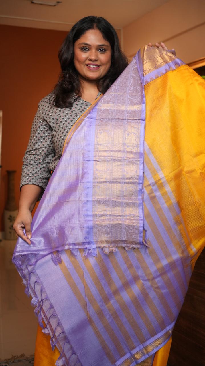 Mangalagiri Big Kanchi Border Saree -15-08-06-02 (CLEMENTINE)