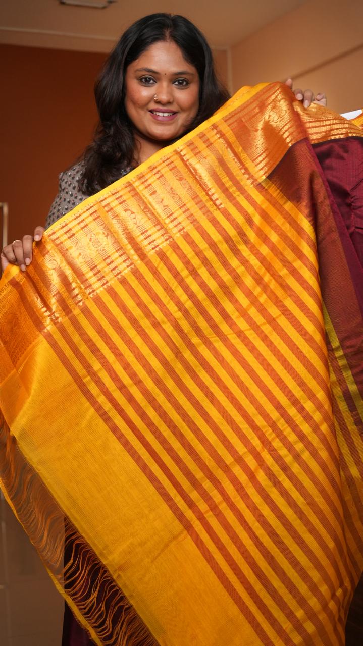 Mangalagiri Big Kanchi Border Saree -15-08-06-03 (RED VELVET)