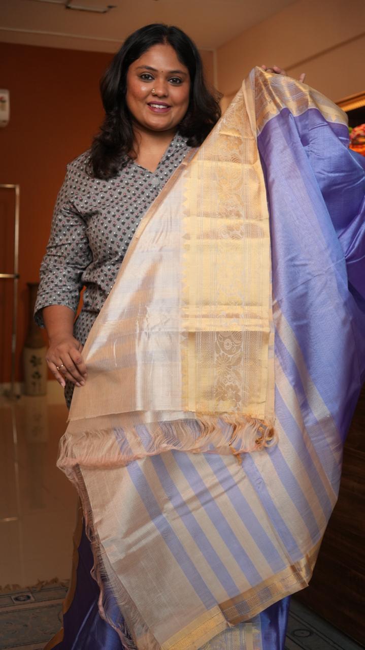 Mangalagiri Big Kanchi Border Saree -15-08-06-04 (BLUEBELL)