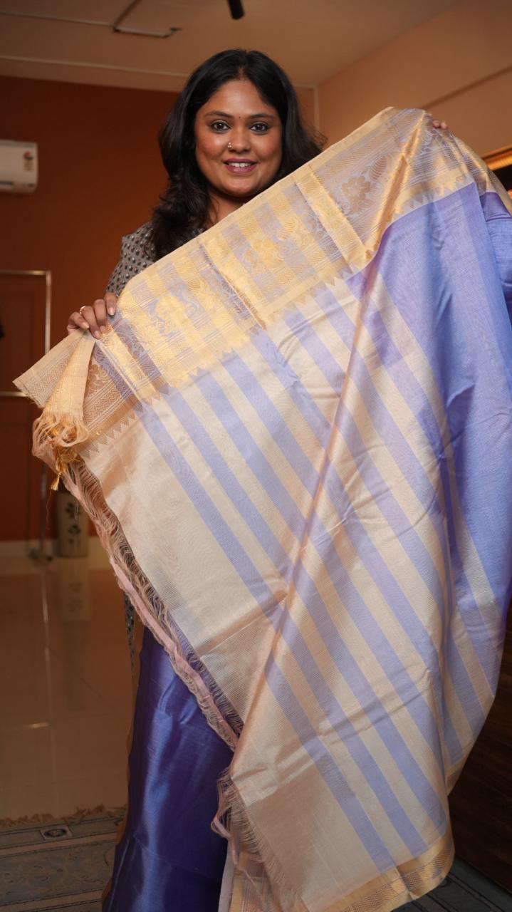 Mangalagiri Big Kanchi Border Saree -15-08-06-04 (BLUEBELL)