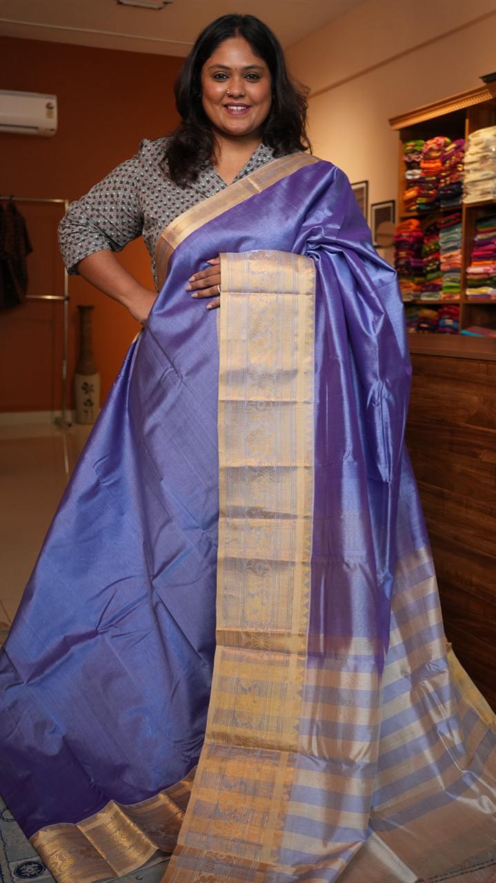 Mangalagiri Big Kanchi Border Saree -15-08-06-04 (BLUEBELL)