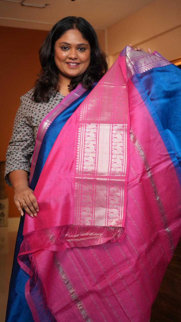 Mangalagiri Big Kanchi Border Saree -15-08-06-06 (MOONLIT)