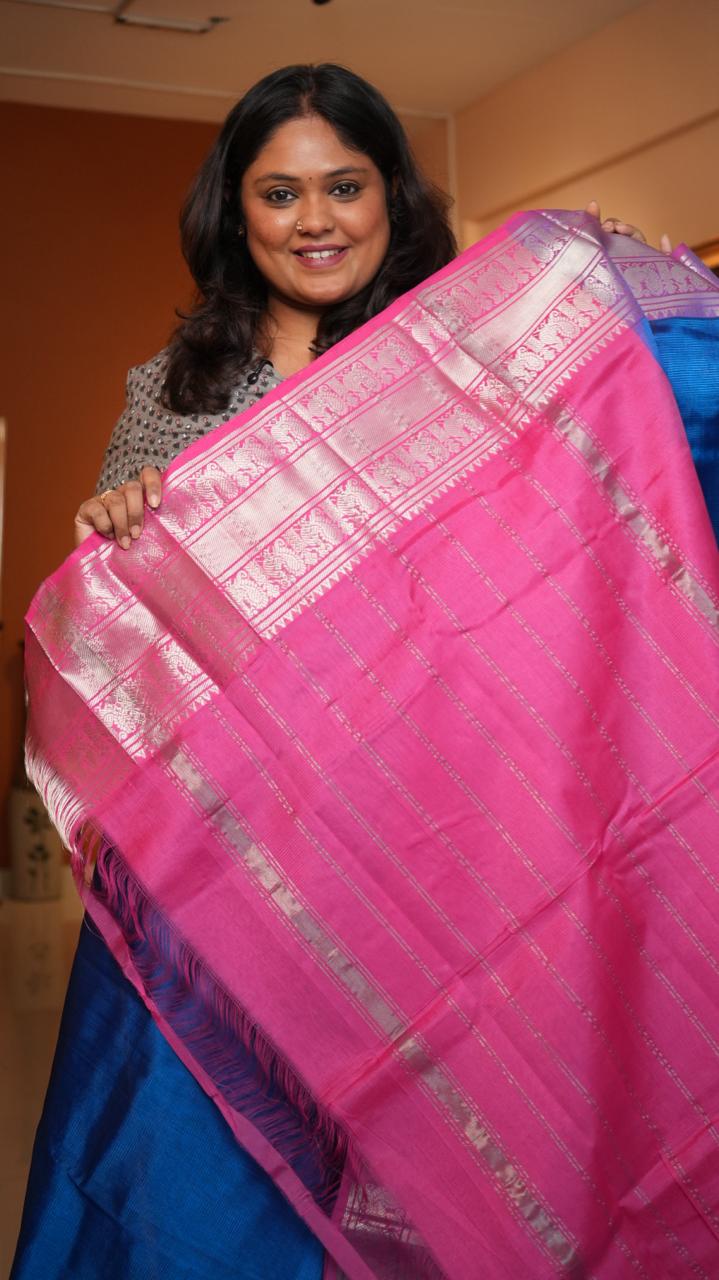 Mangalagiri Big Kanchi Border Saree -15-08-06-06 (MOONLIT)