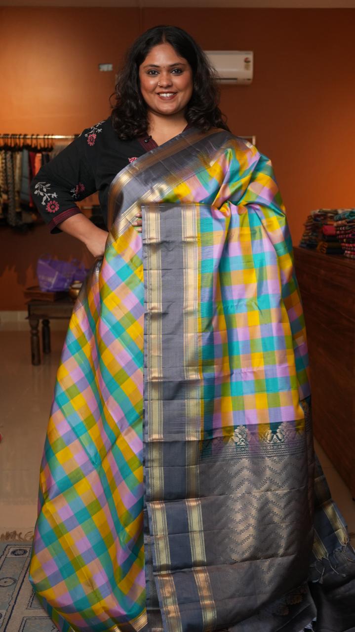 Pure Silk Paalum Pazhamum Kattam Saree -04-08B-01-04 ( MOSAIC )