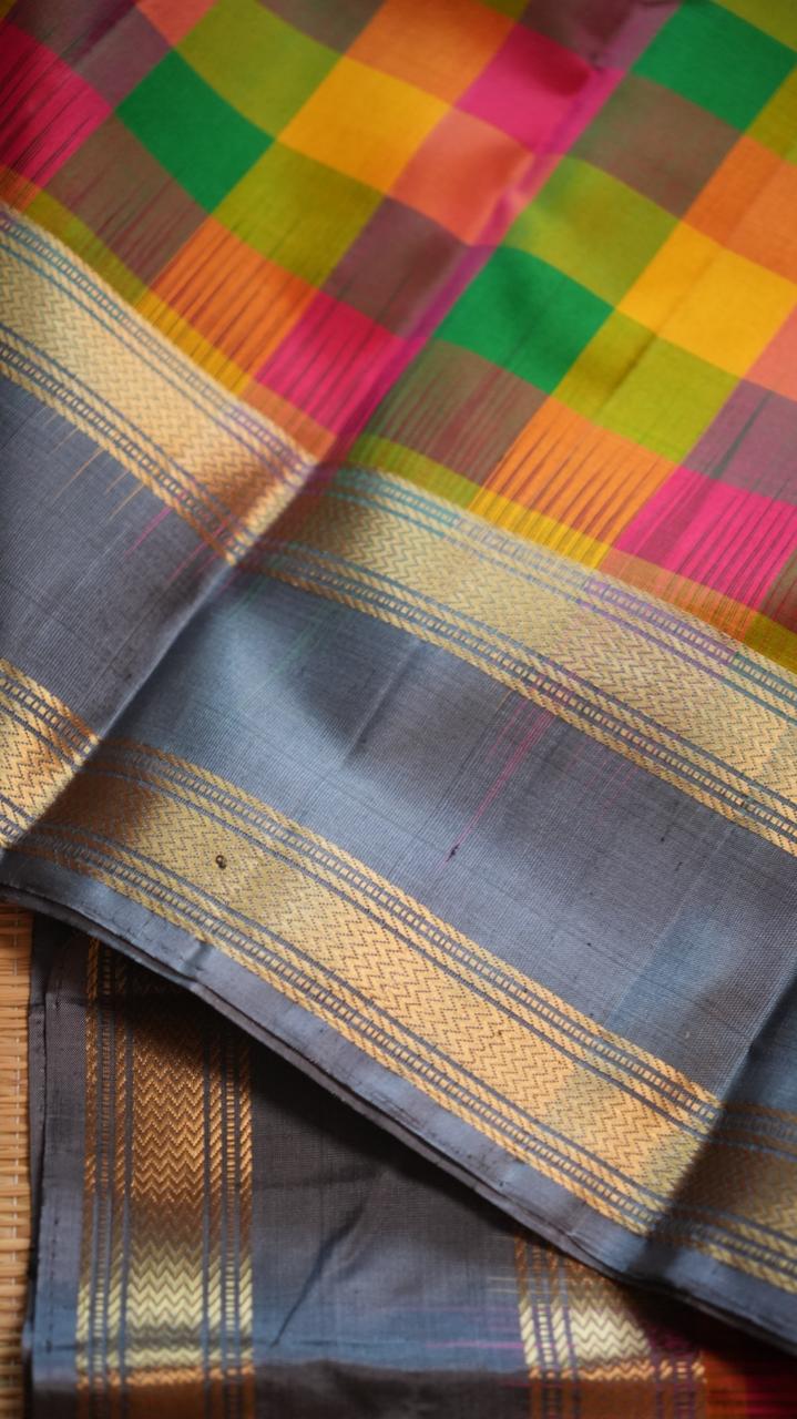 Pure Silk Paalum Pazhamum Kattam Saree -04-08B-01-01 (CARNIVAL)