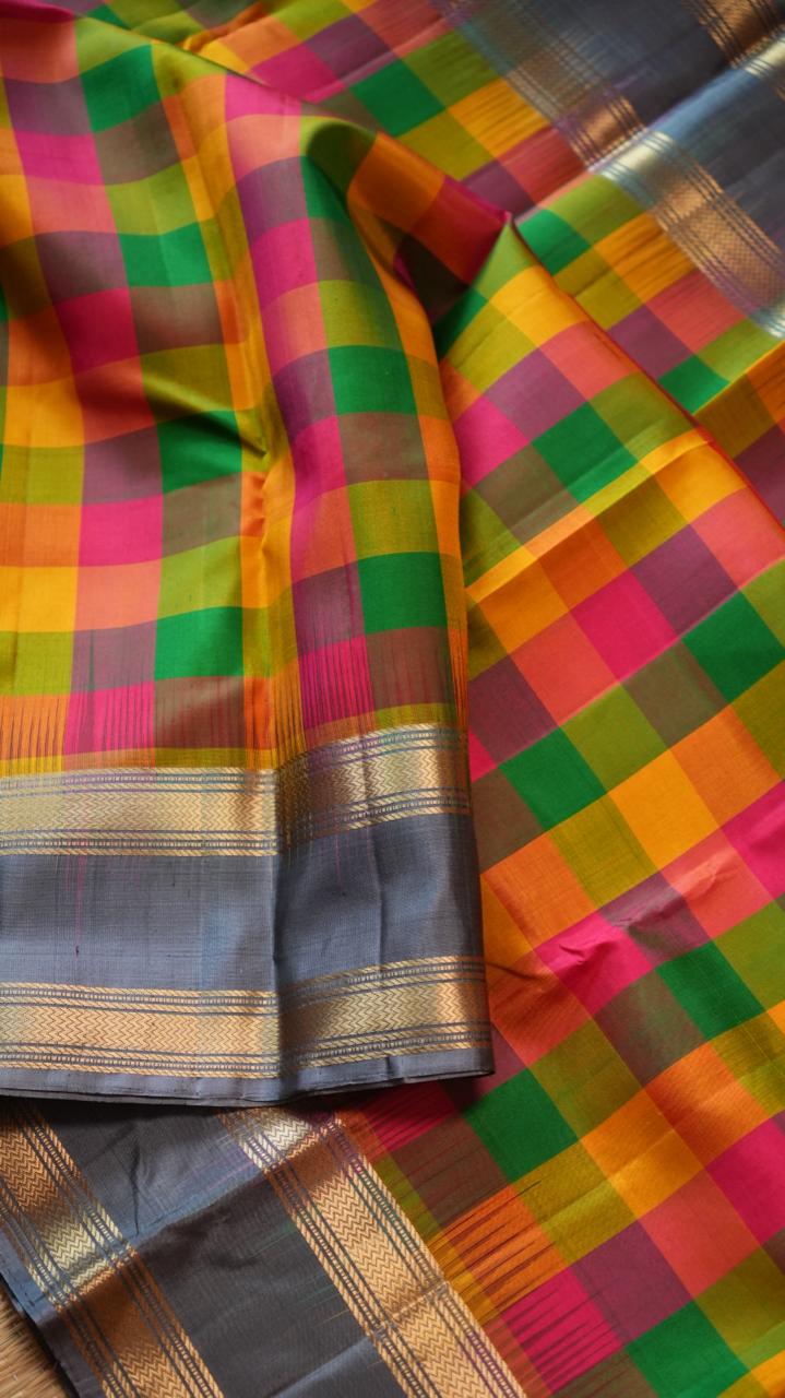 Pure Silk Paalum Pazhamum Kattam Saree -04-08B-01-01 (CARNIVAL)