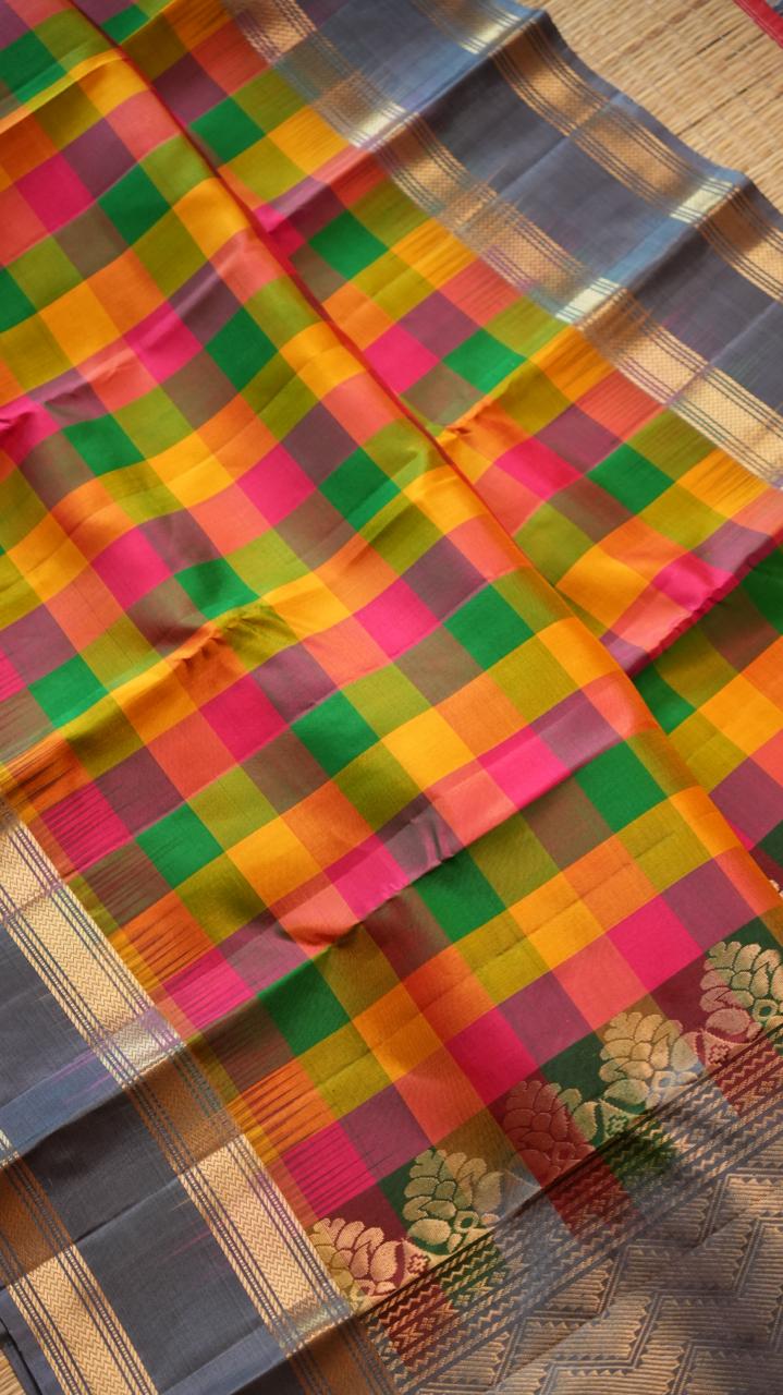 Pure Silk Paalum Pazhamum Kattam Saree -04-08B-01-01 (CARNIVAL)