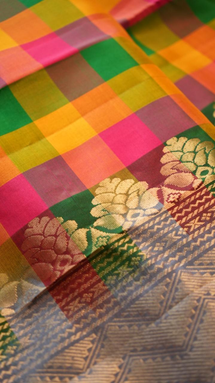 Pure Silk Paalum Pazhamum Kattam Saree -04-08B-01-01 (CARNIVAL)