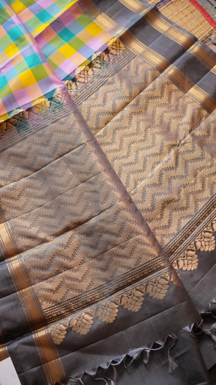 Pure Silk Paalum Pazhamum Kattam Saree -04-08B-01-04 ( MOSAIC )