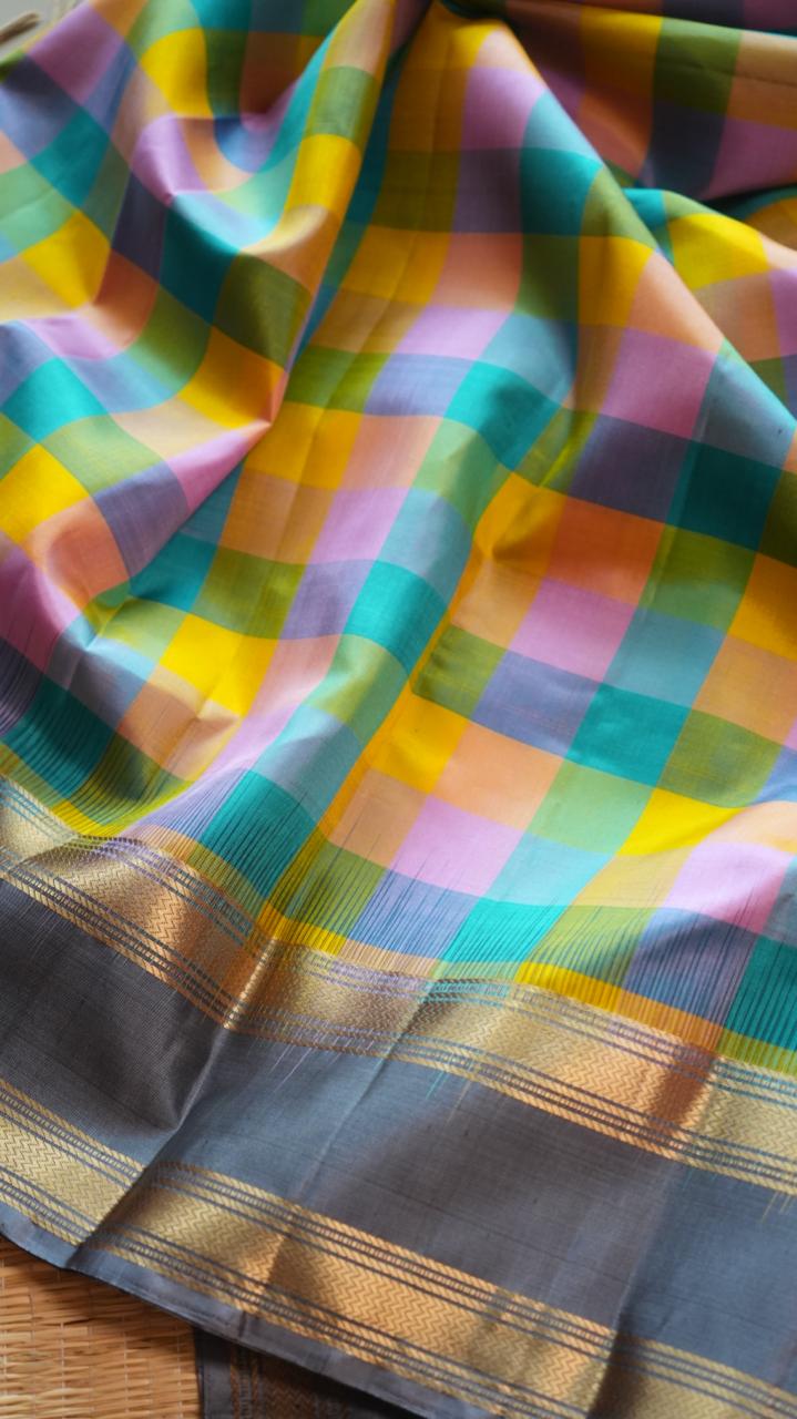 Pure Silk Paalum Pazhamum Kattam Saree -04-08B-01-04 ( MOSAIC )