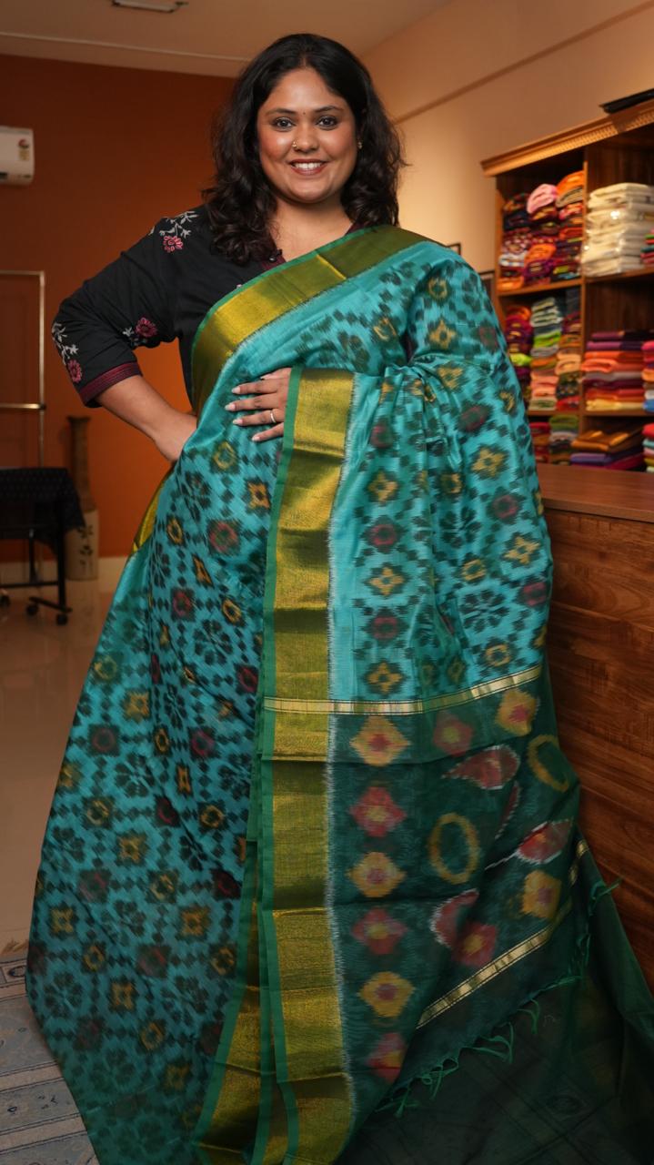 Chinnalampatti Ikkat Silk Cotton Saree -04-08-01-12 (LAGUNA)