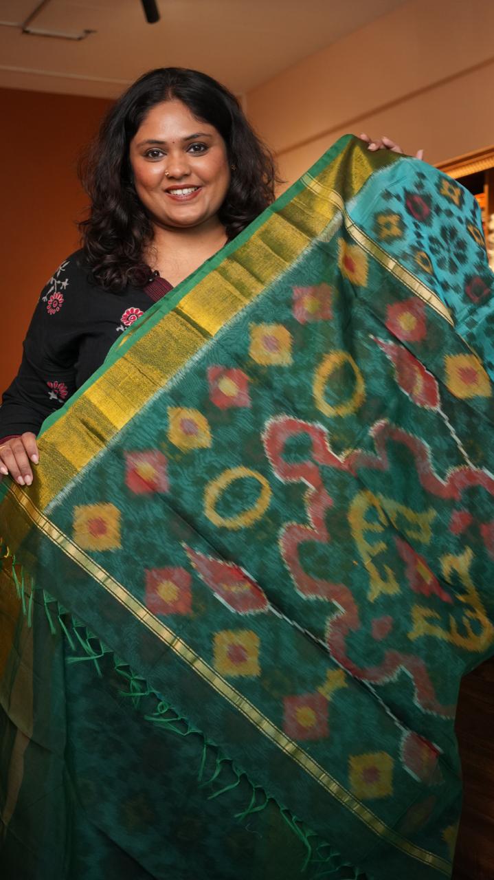 Chinnalampatti Ikkat Silk Cotton Saree -04-08-01-12 (LAGUNA)