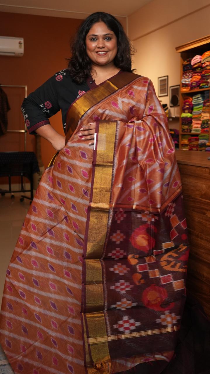 Chinnalampatti Ikkat Silk Cotton Saree -04-08-01-13 (RUSSET)
