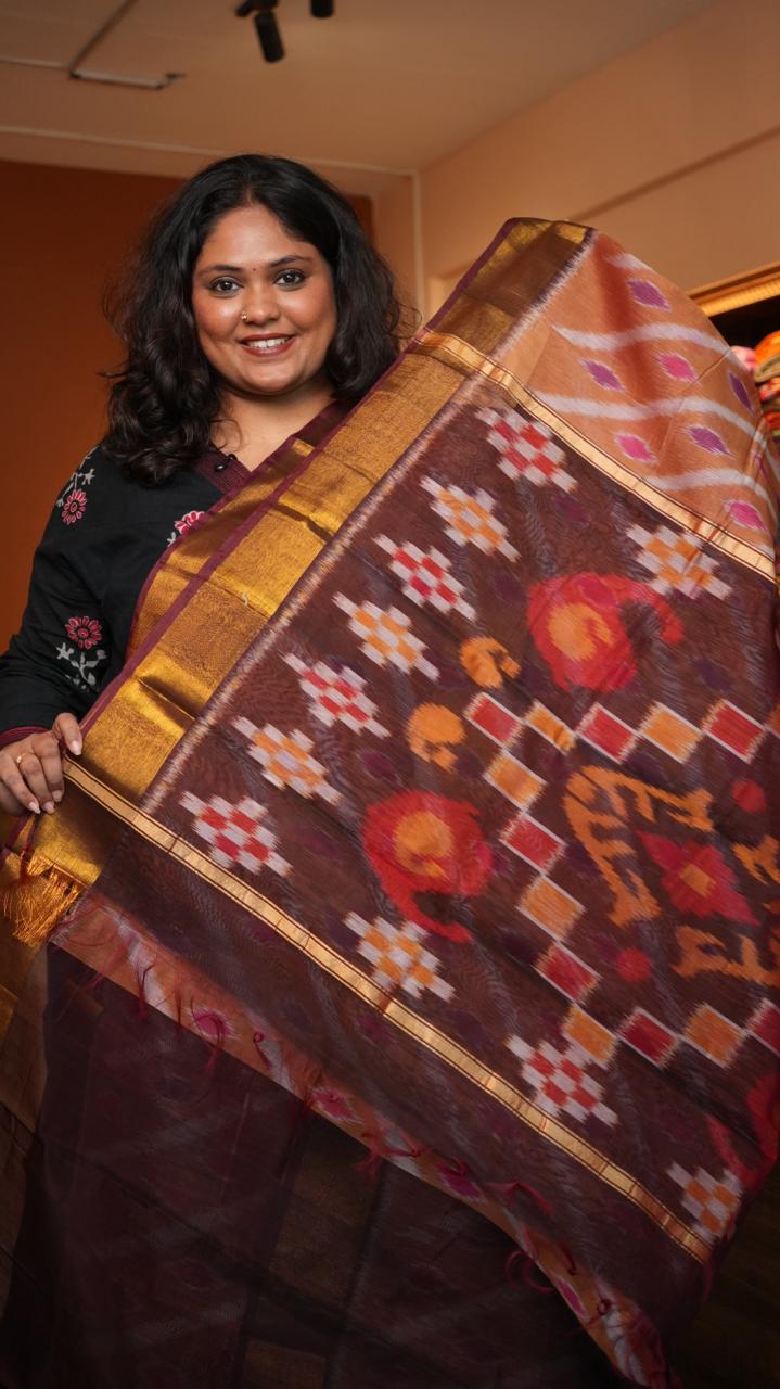 Chinnalampatti Ikkat Silk Cotton Saree -04-08-01-13 (RUSSET)