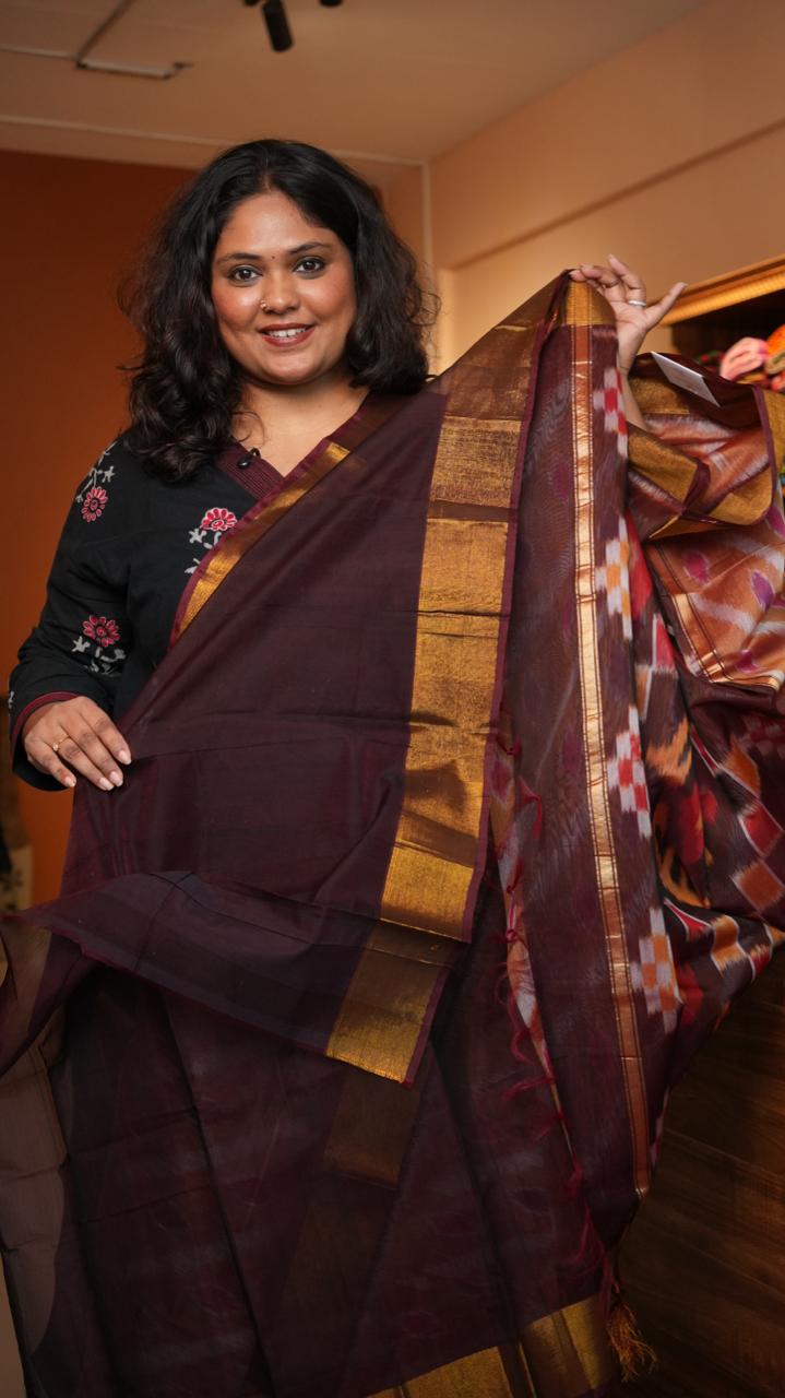 Chinnalampatti Ikkat Silk Cotton Saree -04-08-01-13 (RUSSET)