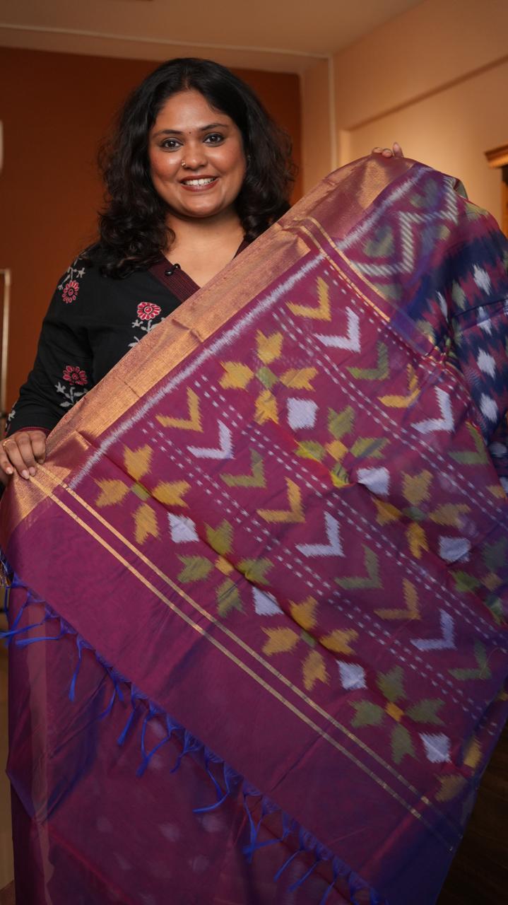 Chinnalampatti Ikkat Silk Cotton Saree -04-08-01-14 (COBALT)