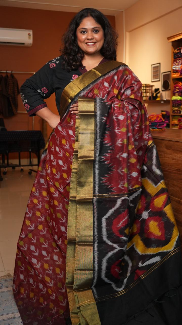 Chinnalampatti Ikkat Silk Cotton Saree -04-08-01-15 (CORDOVAN)