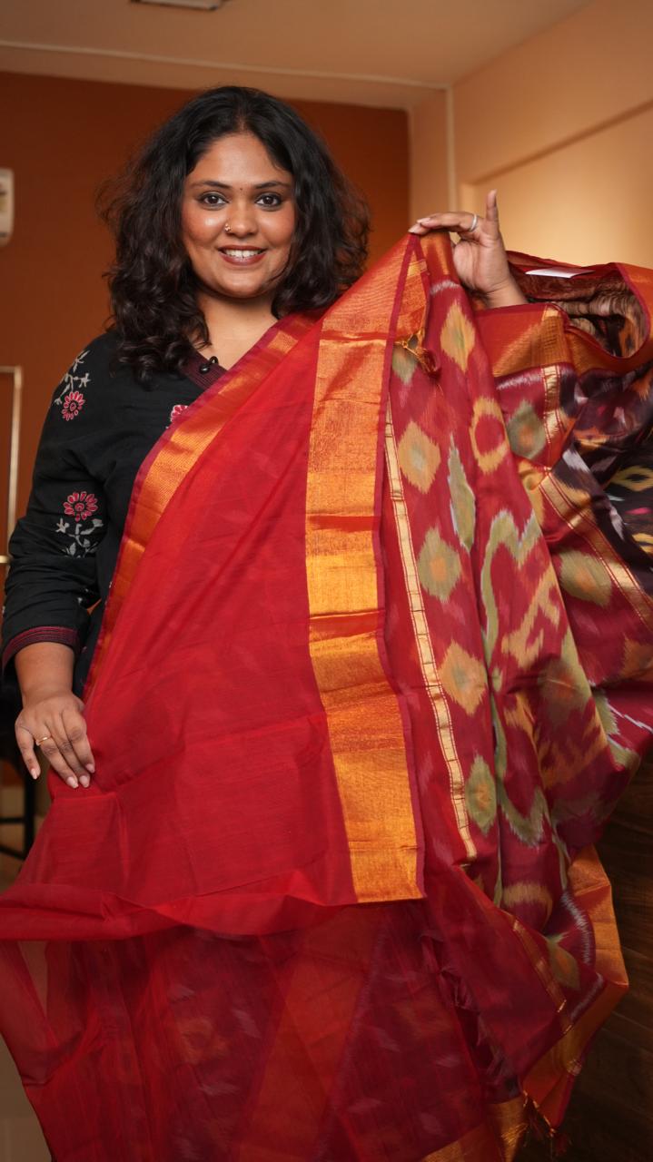 Chinnalampatti Ikkat Silk Cotton Saree -04-08-01-18 ( MAHOGANY)