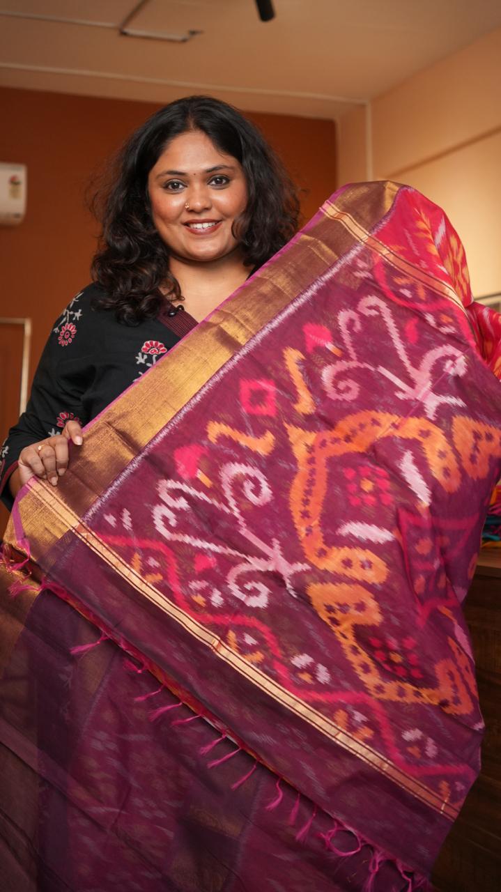 Chinnalampatti Ikkat Silk Cotton Saree -04-08-01-19 (GUAVA)