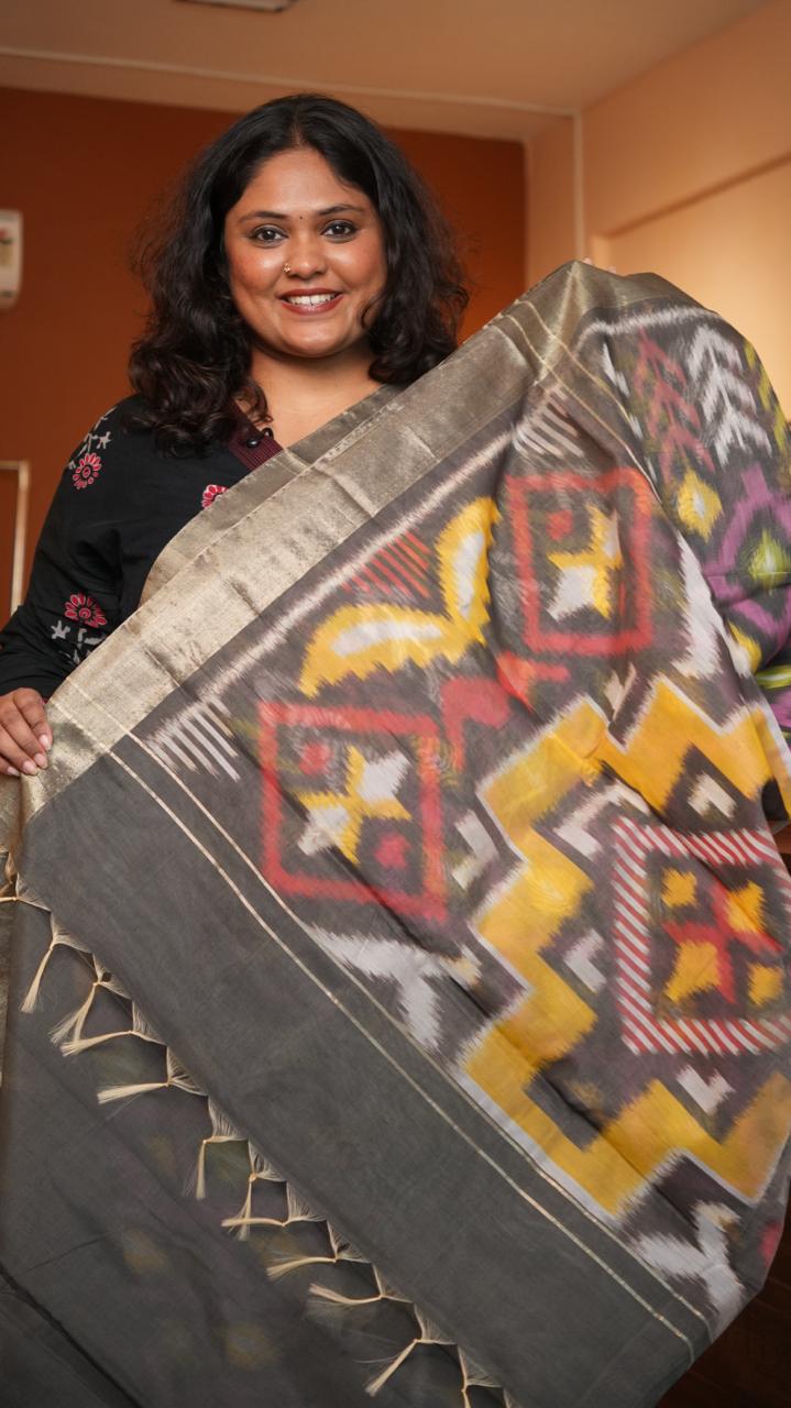 Chinnalampatti Ikkat Silk Cotton Saree -04-08-01-20 (GRAPHITE)