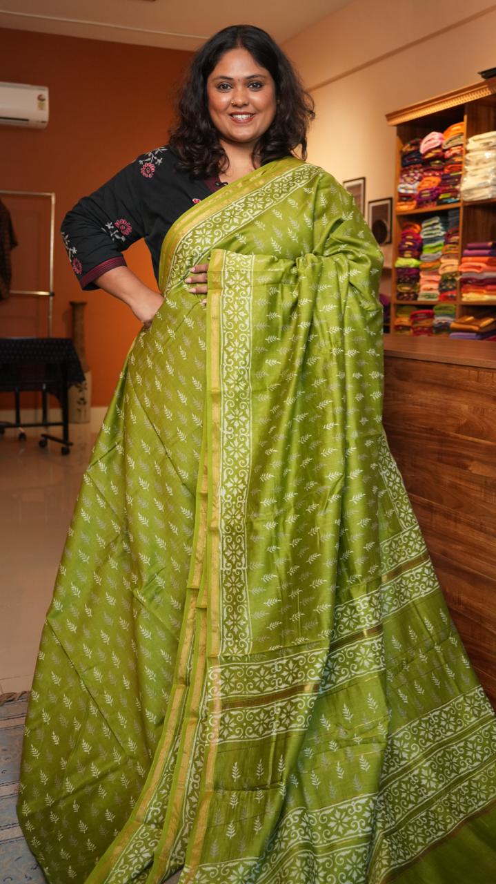 Chanderi Handblock Print Saree -51-08-01-26 (TAURUS)