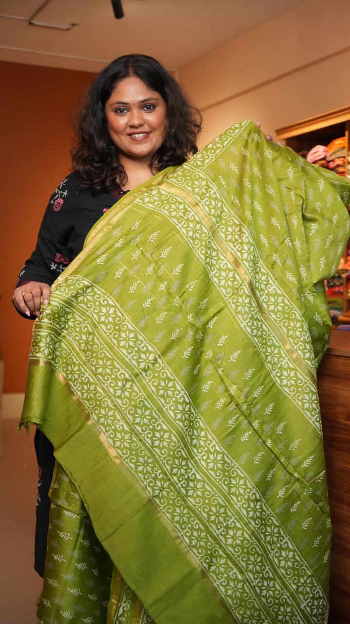 Chanderi Handblock Print Saree -51-08-01-26 (TAURUS)