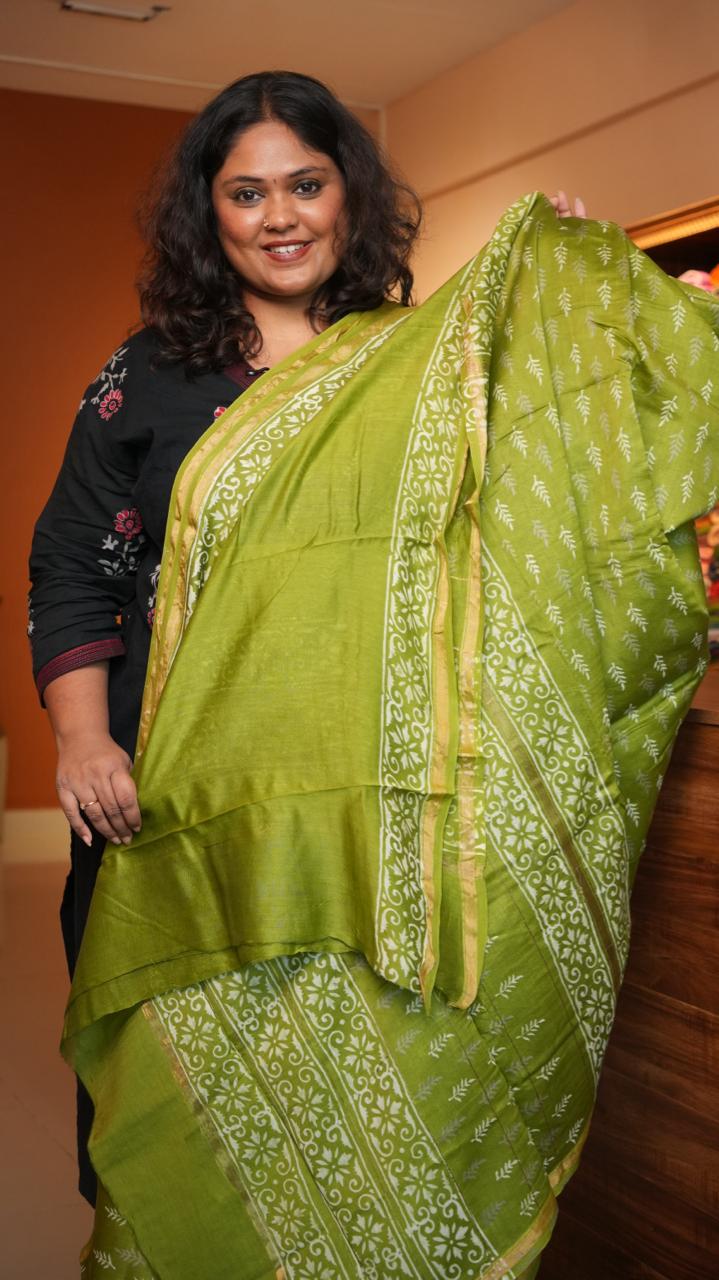 Chanderi Handblock Print Saree -51-08-01-26 (TAURUS)