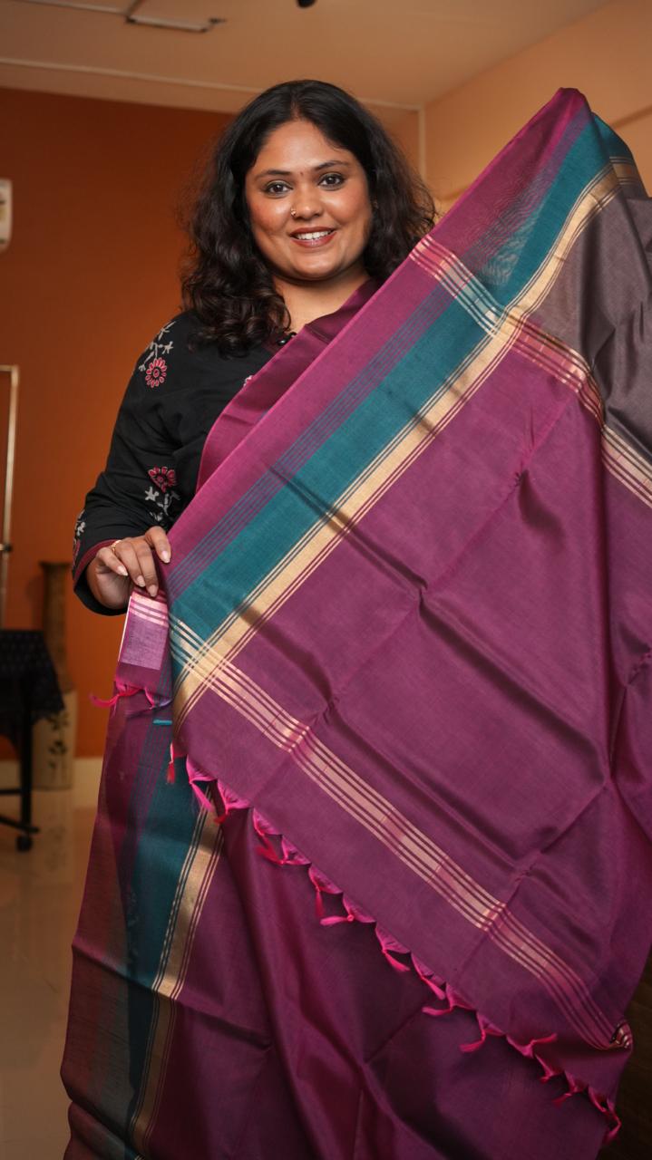 Kora Pure Silk Cotton Saree -04-08-03-03 (SABLE)