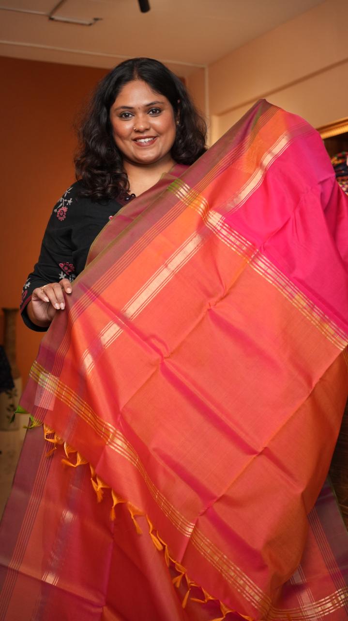 Kora Pure Silk Cotton Saree -04-08-03-01 (AZALEA)