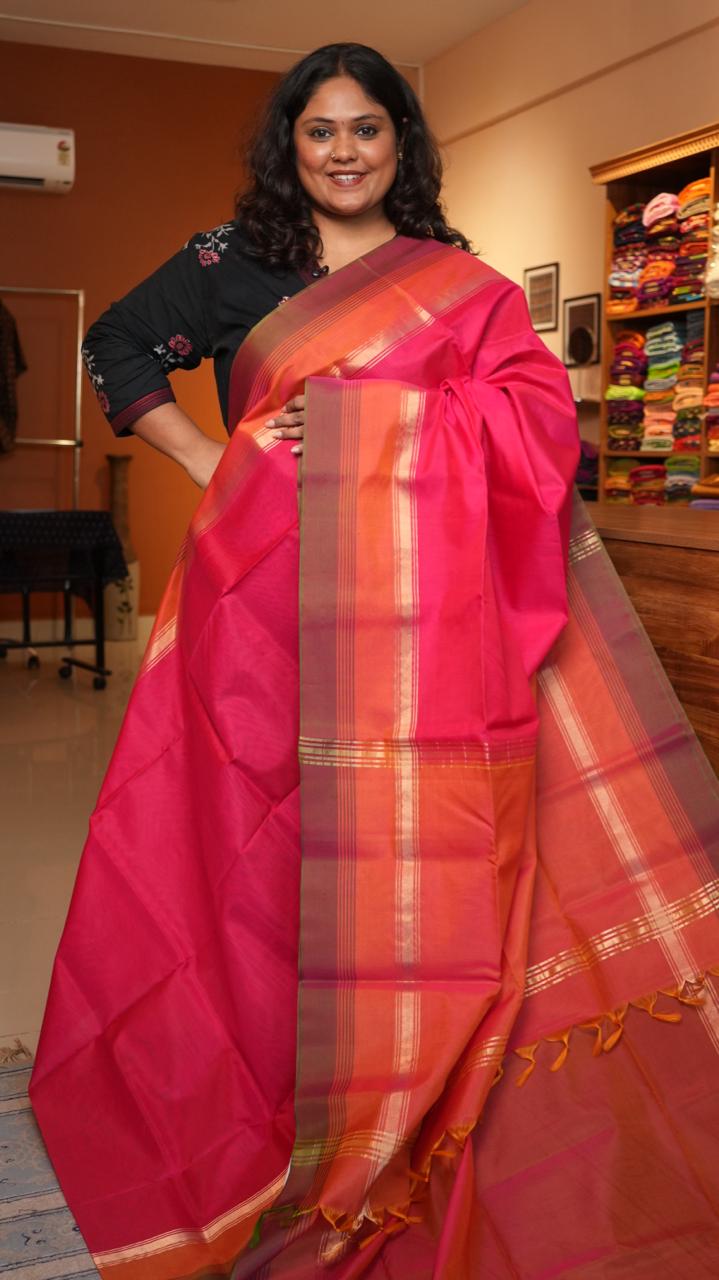 Kora Pure Silk Cotton Saree -04-08-03-01 (AZALEA)